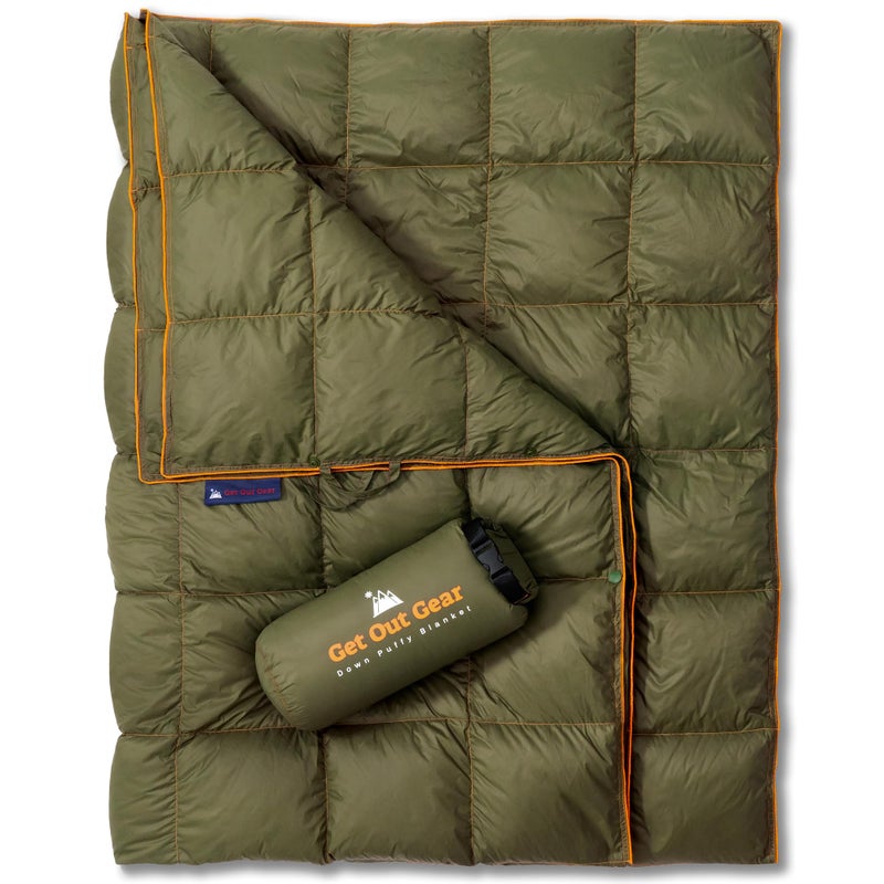 Get Out Gear Down Camping Blanket - Outdoor Lightweight Packable 650 Fill Power Down Blanket Compact Waterproof and Warm Backpacking Quilt for Camping Hiking Travel Hammock - Image 1